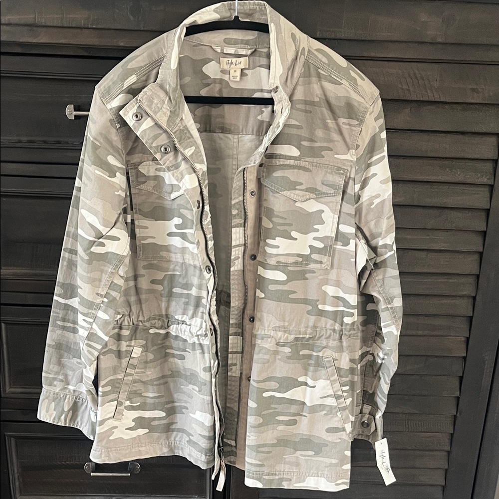 Style & Co. Women's Camouflage Utility Jacket - Gray Neutral